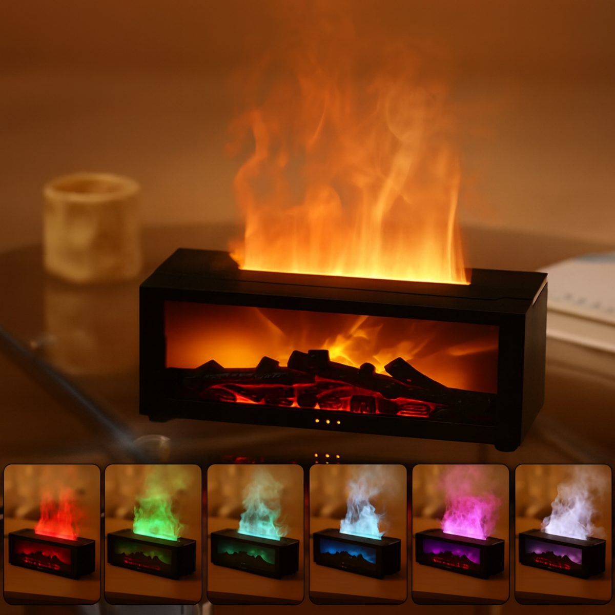 Flame Effect Aroma Diffuser: 3-in-1 Fireplace Humidifier for Home