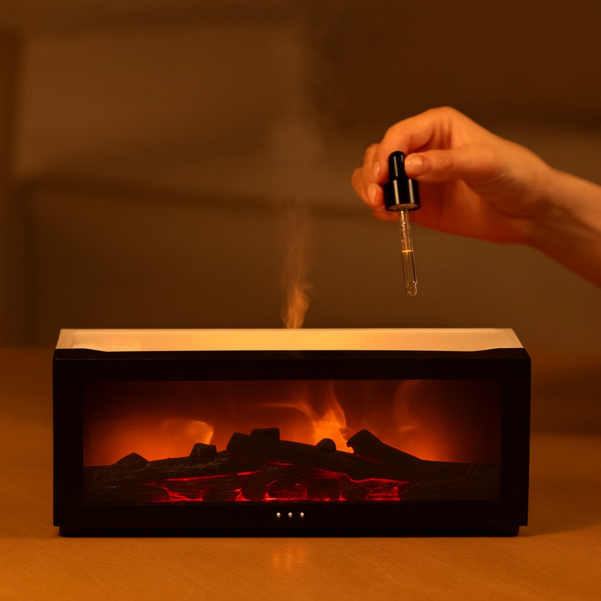 Flame Effect Aroma Diffuser: 3-in-1 Fireplace Humidifier for Home