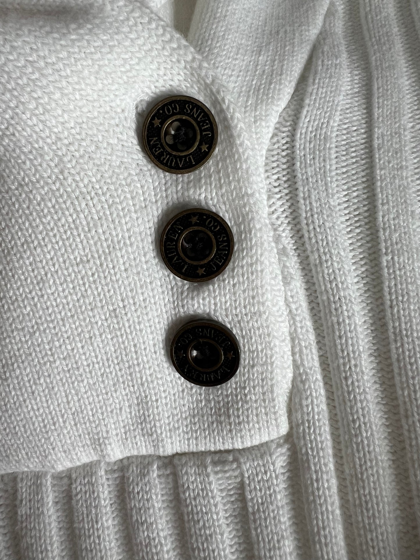 White Knit Button Sweater — Lauren Jeans Co. by Ralph Lauren