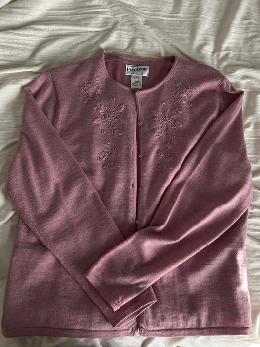 Pink Floral Embroidered Cardigan — Pendleton