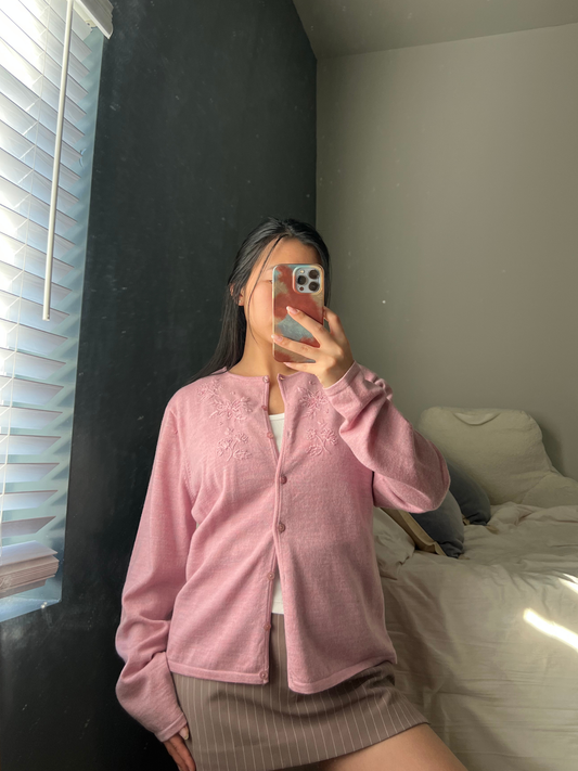 Pink Floral Embroidered Cardigan — Pendleton